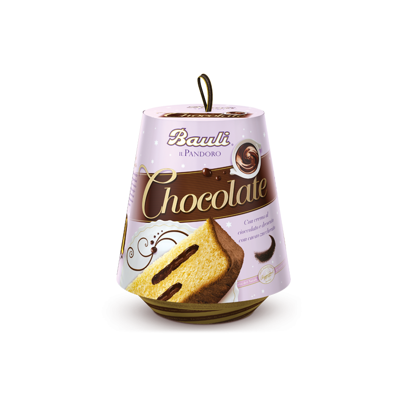 Pandoro Bauli Chocolate con Crema al Cioccolato e Decorazione con
