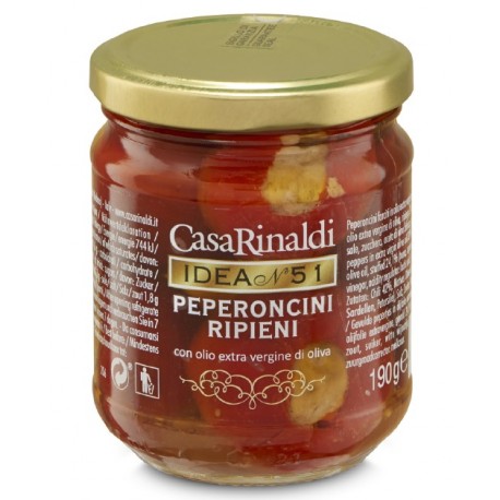 Peperoncini farciti in olio extravergine d'oliva 190 gr - Casa Rinaldi